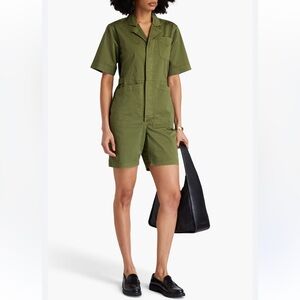 Alex Mill Cotton Blend Poplin Playsuit Boiler Romper Jumpsuit in green small